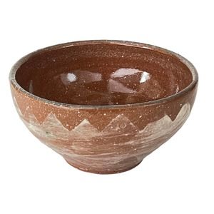 Small Speckled Brown Pottery Bowl with Butterflies in Genuine Gold